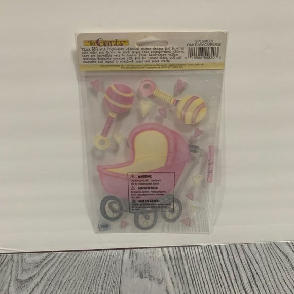 EKSuccess Sticko Tiny Giants Vellum Sticker Pink Baby Carriage Scrapbooking Stic - Picture 6 of 6
